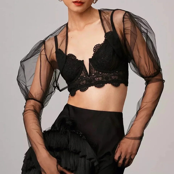 Anthropologie Other - NWT.  Anthropologie Black  V-Neck Embroidered Bra